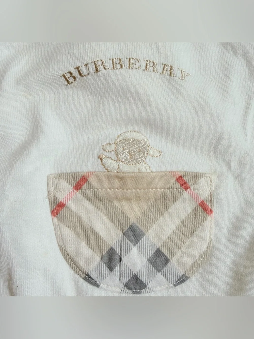 Burberry Baby Bib Infant Girl Unisex Sheep Nova Check Beige Plaid Cotton